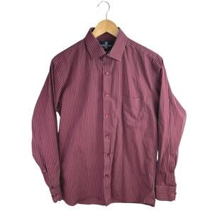 Ultra Club Charisma Red White Pinstripe Long Sleeve Button Up Dress Shirt 15 1/2